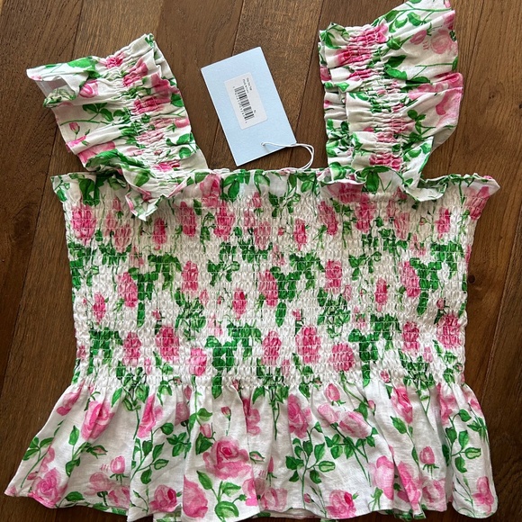 Hill House The Paz Top Pink Roses XL - Picture 2 of 3